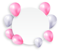 rosa und weiße luftballons mit leerem kreisrahmen png