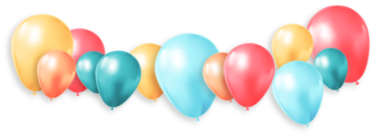 coloridos globos de cumpleaños con sombra png