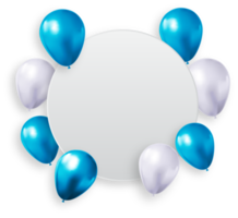 balões azuis e brancos com moldura de círculo vazio png