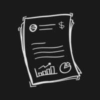 hand drawn financial analytics document icon in doodle style vector