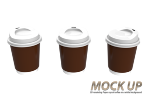 3D rendering Paper cup of coffee on a white background png