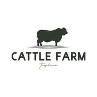 Ilustración de vector de diseño de logotipo de granja de ganado