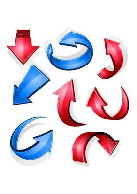 Glossy arrows and icons