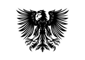 Black heraldic eagle character vector