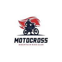 Motocross with fire background vintage retro vector