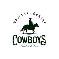 Cowboy wild west rodeo vintage logo vector