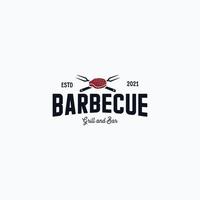 Vintage barbecue steak grilled logo vector