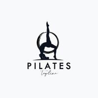 Fitness Gymnastic Logo Silhouette Sportswoman Vector