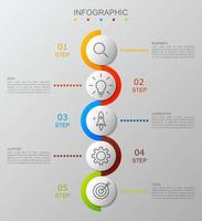 plantilla infográfica con la imagen de 5 rectángulos vector