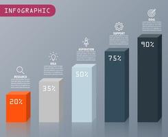 Infographic template with the image of 5 rectangles vector