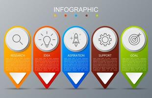 plantilla infográfica con la imagen de 5 rectángulos vector