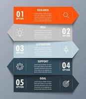 plantilla infográfica con la imagen de 5 rectángulos vector