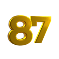 Mental yellow 87 3D Number png