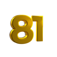 Mental yellow 81 3D Number png