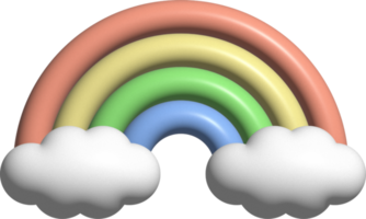 cute 3d colorful puffy rainbow with cloud decoration png