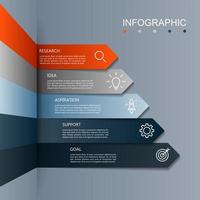 plantilla infográfica con la imagen de 5 rectángulos vector