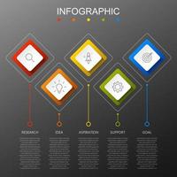 plantilla infográfica con la imagen de 5 rectángulos vector