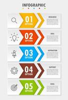 Infographic template with the image of 5 rectangles vector