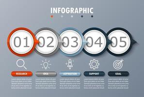 plantilla infográfica con la imagen de 5 rectángulos vector