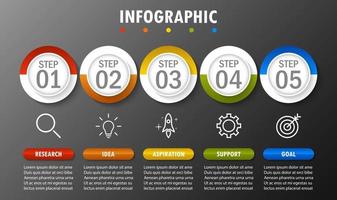 Infographic template with the image of 5 rectangles vector