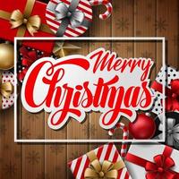 Christmas red background with christmas elements vector