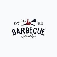 Vintage barbecue steak grilled logo vector