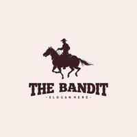 Cowboy Riding Horse Silhouette Logo Design vector