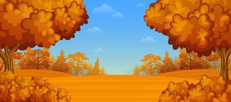 Vector illustration of Autumn landscape with mountains and trees
