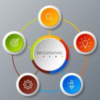 Infographic template with the image of 5 rectangles vector