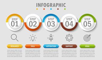 plantilla infográfica con la imagen de 5 rectángulos vector