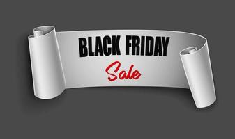 Black Friday sale background with white ribbon banner vector