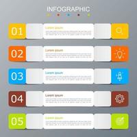 plantilla infográfica con la imagen de 5 rectángulos vector