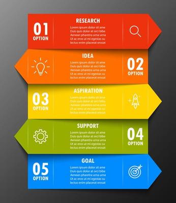 Infographic template with the image of 5 rectangles