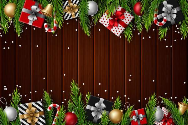 Christmas red background with christmas elements