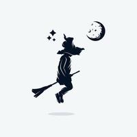 Little Witch flying with broom vector