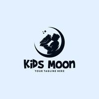 A boy with owl in the moon logo vector