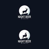 Night Deer with Moon symbol logo design vector