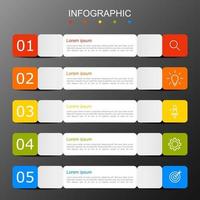 plantilla infográfica con la imagen de 5 rectángulos vector