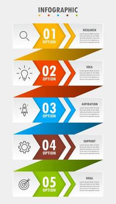 Infographic template with the image of 5 rectangles