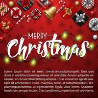 Christmas red background with christmas elements vector