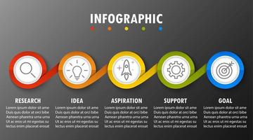 Infographic template with the image of 5 rectangles vector