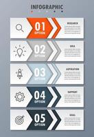 Infographic template with the image of 5 rectangles vector