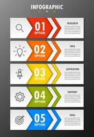 plantilla infográfica con la imagen de 5 rectángulos vector