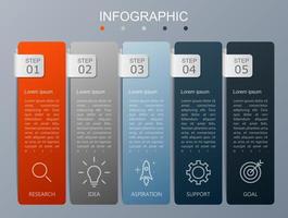 Infographic template with the image of 5 rectangles vector