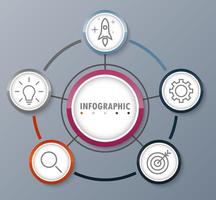 Infographic template with the image of 5 rectangles vector