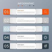 Infographic template with the image of 5 rectangles vector