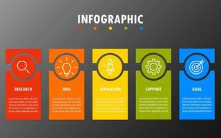 plantilla infográfica con la imagen de 5 rectángulos vector