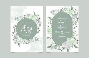 Elegant Floral Hand Drawn Wedding Invitation Card Template vector