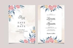 elegante plantilla de tarjeta de invitación de boda dibujada a mano floral vector