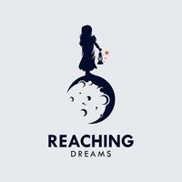 Set of Kids Reach Dreams logo with Moon symbol vector